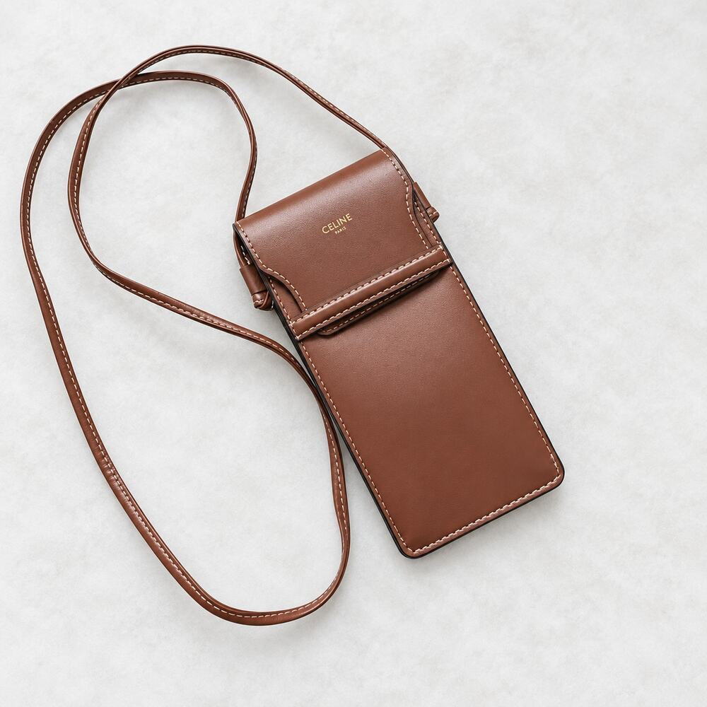 Celine Leather Sunglasses Pouch Brown Crossbody Phone Case